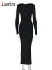 Casual jurken Laertes Floral Applique Cut Out Maxi Elegant Dress Party Club Outfits For Women Long Sleeve Sexy Bodycon Spring 2024