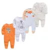 Kavkas Baby Boy Rompers 3/4 Pcs/lot born Cotton Girls Clothes Long Sleeve Summer Soft Jumpsuit O-neck 0-12m Onesie Clothing 240507