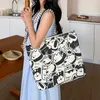 Canvas Bags Handbag for Women Shopper Cute Cat Tote Bag with Zipper Designer Bag Japanese Style Cartoon Small Shoulder