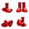 Big bottes rouges Designer Hommes Femmes Bottes de pluie Eve Rubber Astro Boy Reps sur le genou Chaussures de dessins animés Chaussures de taille de plate-forme de fond épais 14 chaussures pour hommes chaussures