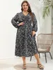 Plus Size Dresses Elegant Long Women Dress Sexy V Neck Boho Beach Black Green Floral Big Summer Sleeve For