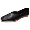 Casual Shoes Mules Square Toe Leather Patchwork Flats kvinnor mjuk fritid mormor kvinnlig grunt munmokasin för