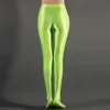 Meias sexy coloridas cetim de meia -calça brilhante de meias longas e sexy calças de ioga brilhantes lings esportes perneiras