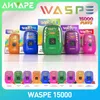 Оригинальный WASPE VAPER 15000 Вейпиры 12000 Puffs 1000 Одноразовые вайповые устройства Puff 15k 12K 10K. Дополнительные портативные электронные сигареты Pen E Металлические оптовые цены Fumot