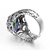 Bandringe Vintage Herren Ring Authentisch 925 Sterling Silber Herren Ring 13 * 13mm mysteriöser gelber Jade Round geschnittener Männer Schmuck Q240427