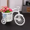 Vases Three-wheel Weaving Crafts Rattan Bike Vase With Bouquet Daisy Artificial Flores Home Decoration Ornaments Flower Basket