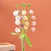 Dekorative Blumen handgewebte Blumenhäkeln gefälschte gefälschte Strickstrauß Künstliche Wohnkultur DIY Abschluss Mutter Geschenk