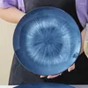 Diny Slare Sets Japanese retro platte plaat 10 inch blauwe gradiënt westerse stijl hoogwaardige koude gerechten Home biefstuk