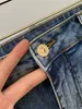 2024 Spring Herbst Stickerbrief Print Reißverschluss Herren Jeans zerrissene leichte Bleistifthose WCNZ125