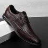 Sapatos casuais homens de alta qualidade vestem impressões de couro genuíno de renda preta masculina clássica oxfords formal plus tamanho 36-47