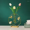 Vaser blommor potten metall fågel akvatisk vas för heminredning växthållare modern prydnad vardagsrum bordsskiva