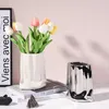 Vazen keramische vaasstoffen tas moderne eenvoudige bloemen pot arrangement voortreffelijke decoratietafel woonkamer licht luxe woning decor