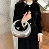 Moods Golden Evening Handbag for Women PVC Wrist Bag Dinner Party Wedding Round Handle Clutch Purse 2024 Luxury Designer Handväska 240420