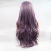 Purple long hair half handhook synthetic fiber big wavy mixed color wig chemical fiber high temperature wire lace chemical fiber wig women headgear curly hair