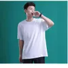 Gemaakt in 220 g China voor mannen en vrouwen met pure witte basis, ronde nek kam gekamd alle katoenen korte mouwen T-shirt