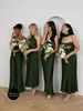 Green Sisters Dress Bridesmaid Dress Satin 2024 Nytt siden kan bäras dagligen vår och hösten enkel och generös