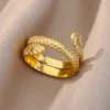 Anelli di nozze nuovi in anelli di serpente per donne uomini inossidabile in acciaio in acciaio oro anello serpente vintage punk animale estetico gioiello regalo anillos mujer