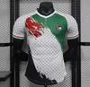 2023 2024 Palestine Football Jersey Black Center Stripe Red Green English Commemorative Football Shirt War 23 24 March Football uniform Long sleeved White black