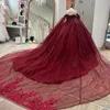 Wein rot von Schulter Quinceanera Kleid 2024 Vestidos de 15 Anos Ballkleid Bogen Süße 16 Geburtstagsfeier -Kleider Festzug Miss Princess