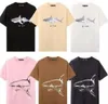 New Men T-Shirts High Quality pure Cotton Broken tail shark print Short Sleeve Streetwear Top Women Men Clothing Fashion Oversized T-shirt US SIZE