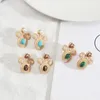 Boucles d'oreilles étalon Pearl Turquoise Stone Incrust Baroque Crowe Baroque pour les femmes