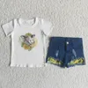 Set di abbigliamento per bambini all'ingrosso 4 luglio Summer rosso maniche corte outfit da bambina babe top star strip shorts shorts bambino