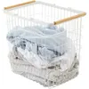 Poigres en bois de la maison en fil |Panier à linge en bois en acier blanc 240424