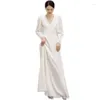 فساتين غير رسمية من Allsisis الفرنسية الدانتيل الخفيفة فستان زفاف طويل الأكمام v