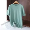 Men's T Shirts Superfine Merino Wool Shirt Knitted O-neck Short Sleeve Breathable Thin Cashmer Tee Solid Color Tops Ropa De Hombre