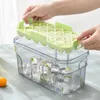 Press type ice box creative ice cube manufacturing large capacity double-layer ice cube tray with storage box DIY ice mold kitchen tools 240425