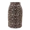 Kjolar kvinnor sexig mocka midi blyerts kjol leopard tryck 2024 hösten vinter mode streetwear elastic hög midja bodycon