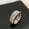 Cluster Rings Double Row Diamond Sugar Round Narrow Edition Ring High End Customized Original Imported S925 Pure Silver Material M