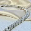 Mooie volledige witte Moissanite Diamond Cuban Link ketting 925 Starling Silver ketting Aangepaste sieradencadeau voor mannen vrouwen