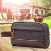 Cosmetic Bags ASDS-Toiletry Beauty Case Bag Leather Trim Canvas Shaving Dopp Neceser Travel Makeup Organizer Pouch Black