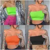 Camisoles Tanks Women Lady Crop Tops蛍光グリーンオフショーダーベストチューブトップブラレットバンドーストレッチシームレスブラスドロップデビューotmxz