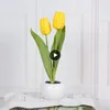 Lampes de table de la lampe Tulip Battered Portable Night Light Simulation Fleurée Cadeau de coucher pour la chambre Cafe Office Cafe Decor