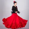 Scene Wear Red Ballroom Dance Kjol Kvinnor Flamenco Elegant Waltz Outfit Spanish Dress Costume Extoic JL2493