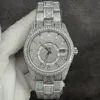 Zegarek z pełnym diamentowym mężem Automatyczne zegarki mechaniczne 42 mm szafir ze stalową bransoletką z diamentów
