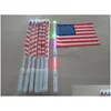 Banner vlaggen Hand geleid Amerikaanse 4e van JY Independence Day USA Patriotic Days Parade Party Flag met Lights S Drop Delivery Home Gard Dhopt