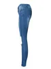 Frauen Jeans Big Loch gewaschen dünne Taillen -Denimbleistifthosen Frauen Y2K Quasten unregelmäßig schlanke fit strecke blaue Hosen
