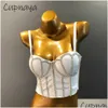 CAMISOS Tanks Cupnaya Handmade Women Glitter Diamante Crop Top Push-Up Bustier Clubwear Short Corset Bralette Inner Tube Vest Zwart OTJD1