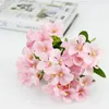 Decorative Flowers 5-branch Artificial Flower Bouquet Simulation Floral Decor Wedding Party Cloth Fake Home Light Blue