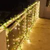 Décorations Solar String Light Artificial Leaf Flower Light Garland Christmas Decoration Outdoor Room Roard Curtain Lampe for Wedding Party Garden