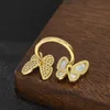 Designer Luxus -Schmuck Ring Vancllf heiß verkauft Mode Internet Berühmtheit mit dem gleichen Mikro -Diamant -Schmetterling Eröffnungsring für Frauen Japan South
