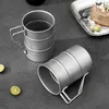 Muggar rostfritt stål utomhus camping kopp bärbart vikhandtag retro öl kopp kaffevatten kopp picknick rese dryck cup j240428