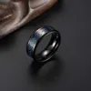 Anelli di banda punk viking black tungsen anello nuziale set per set di acciaio inossidabile da uomo con anello a fascia in fibra di carbonio blu bague homme q240427