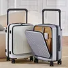Resväskor reser resväska brett handtag rullande bagage 20 '' boarding fodral pc lagringsficka vagn front öppen mittstorlek