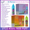 Authentische UTCO Aliens 9000 Puffs Einwegvolf 22 Geschmack 18 ml vorgefülltes Gerät 850mAh Typ-C wiederaufladbarer Batterie-Maschenspulen 9K E-Zigaretten