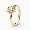 Anelli di cluster S925 Anello di fidanzamento in gemma in oro in oro in argento con rivestimento scintillante e rivestimento in cristallo