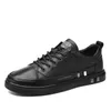 Casual Shoes Black White Leather Sneakers Men's Low Top Man Concise Trainers Boys Waterproof Tenis Dady Sneaker Male Slip On Loafers